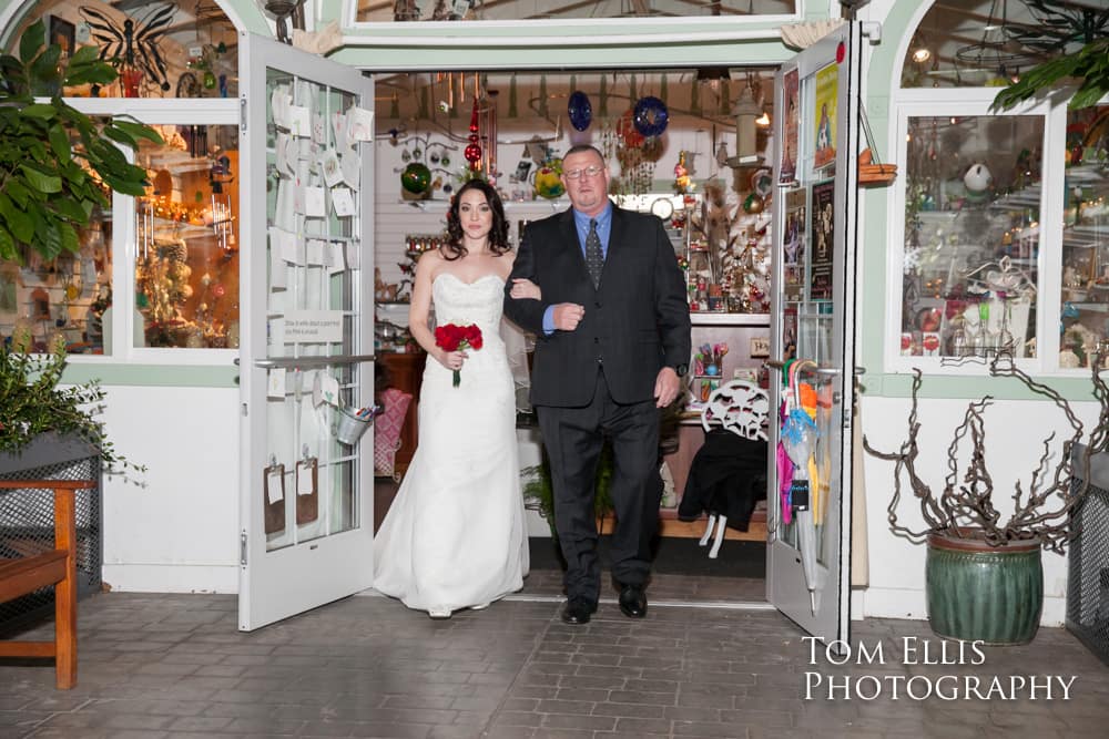 Bride and her father entering the room at the beginning of the wedding ceremony